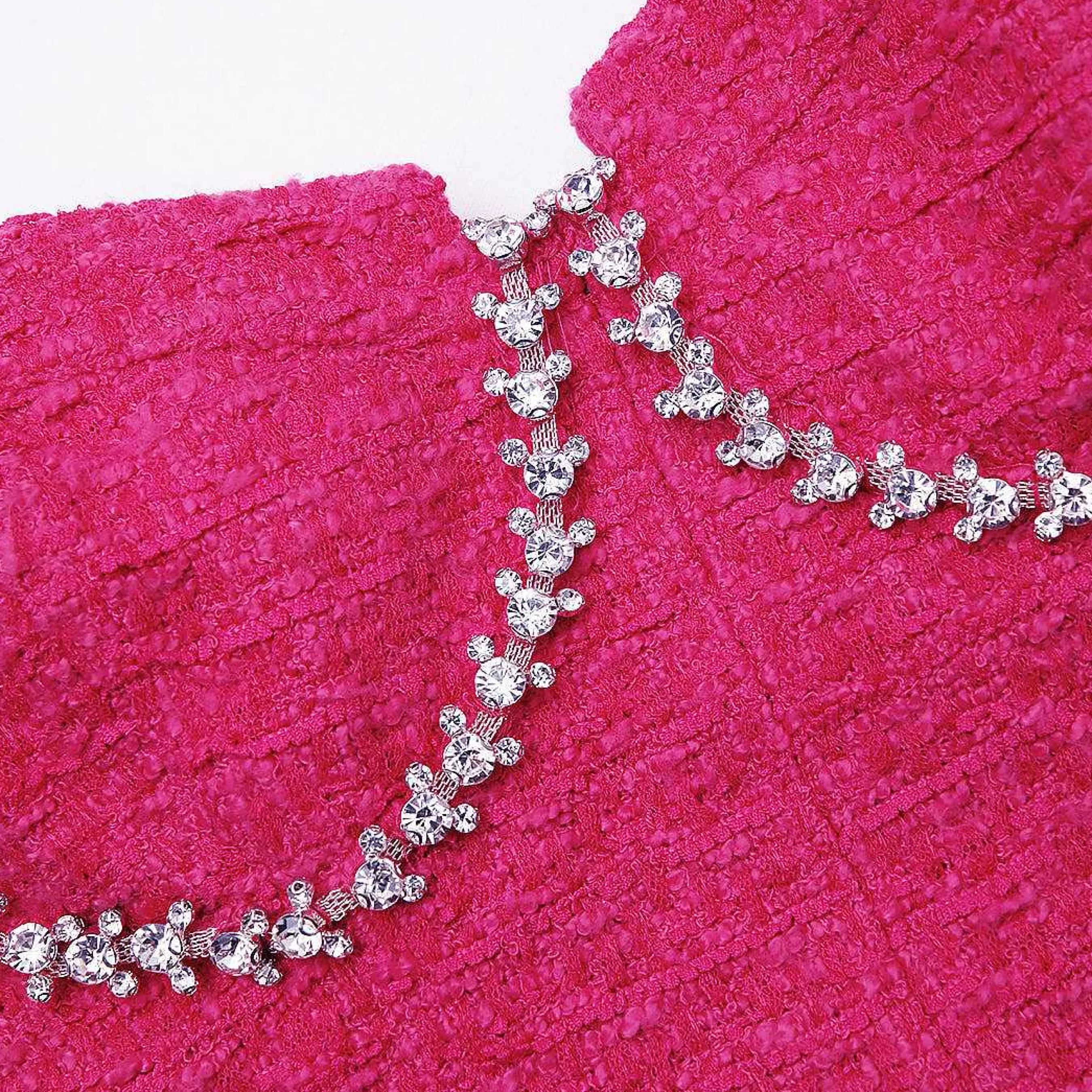 Self-portrait Kjoler>Fuchsia Boucle Diamante Bust Mini Dress