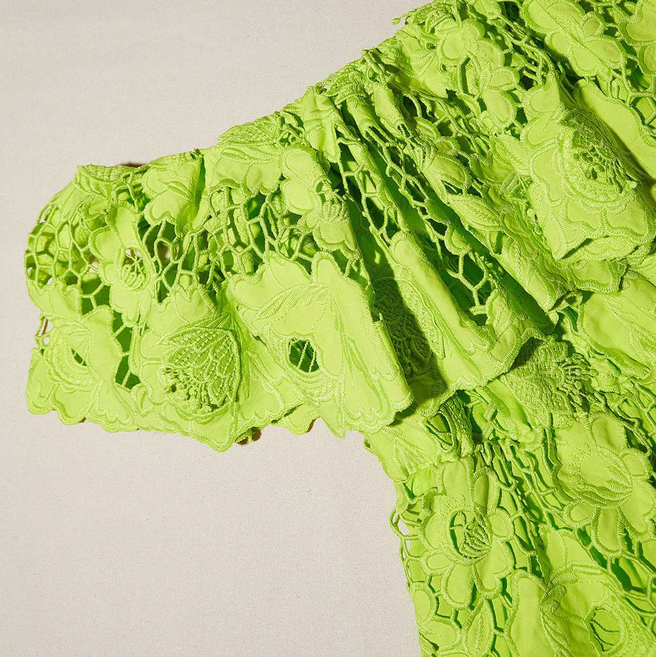 Self-portrait Kjoler>Gronn Lace Off Shoulder Minikjole