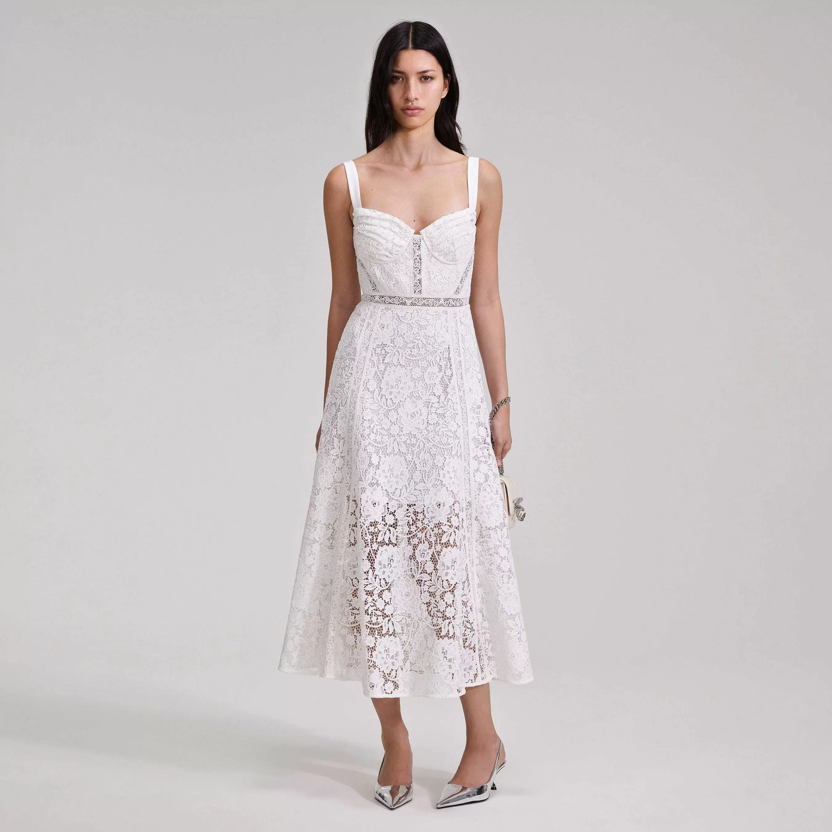 Self-portrait Kjoler>Hvit Cord Lace Midi-Kjole