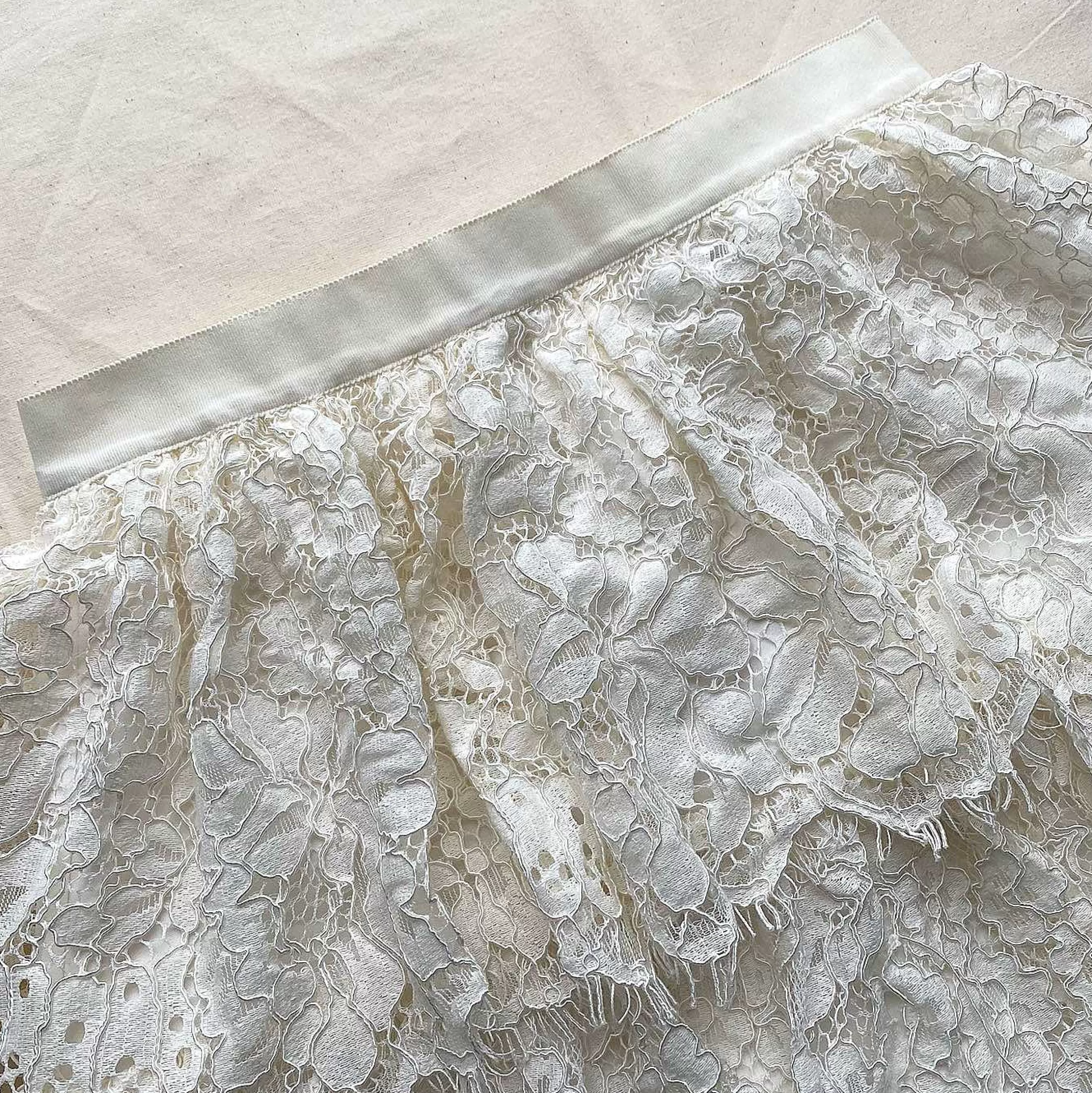 Self-portrait Bunner>Ivory Corded Lace Tiered Midi-Skjort
