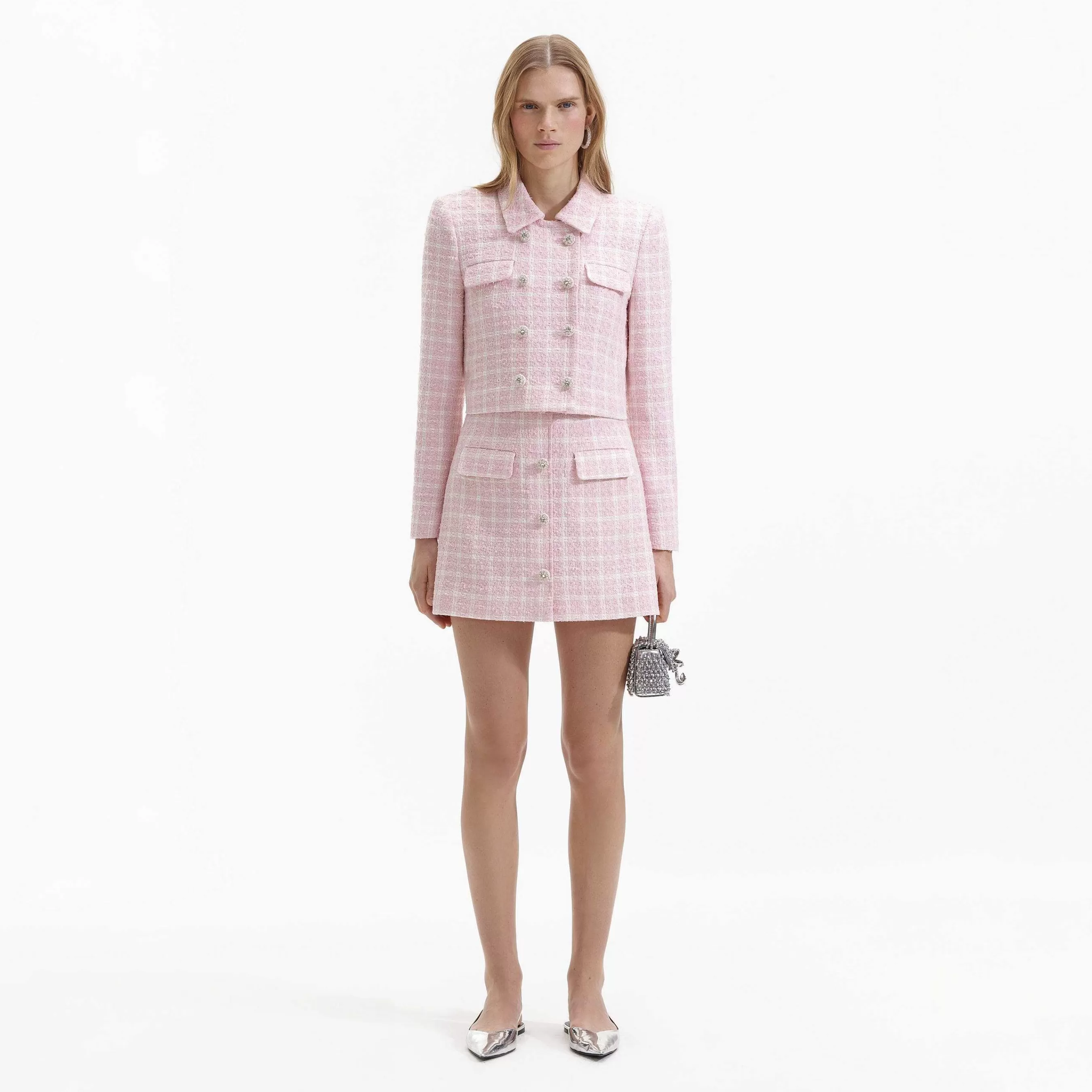 Self-portrait Yttertøy>Rosa Boucle Collar Jakke