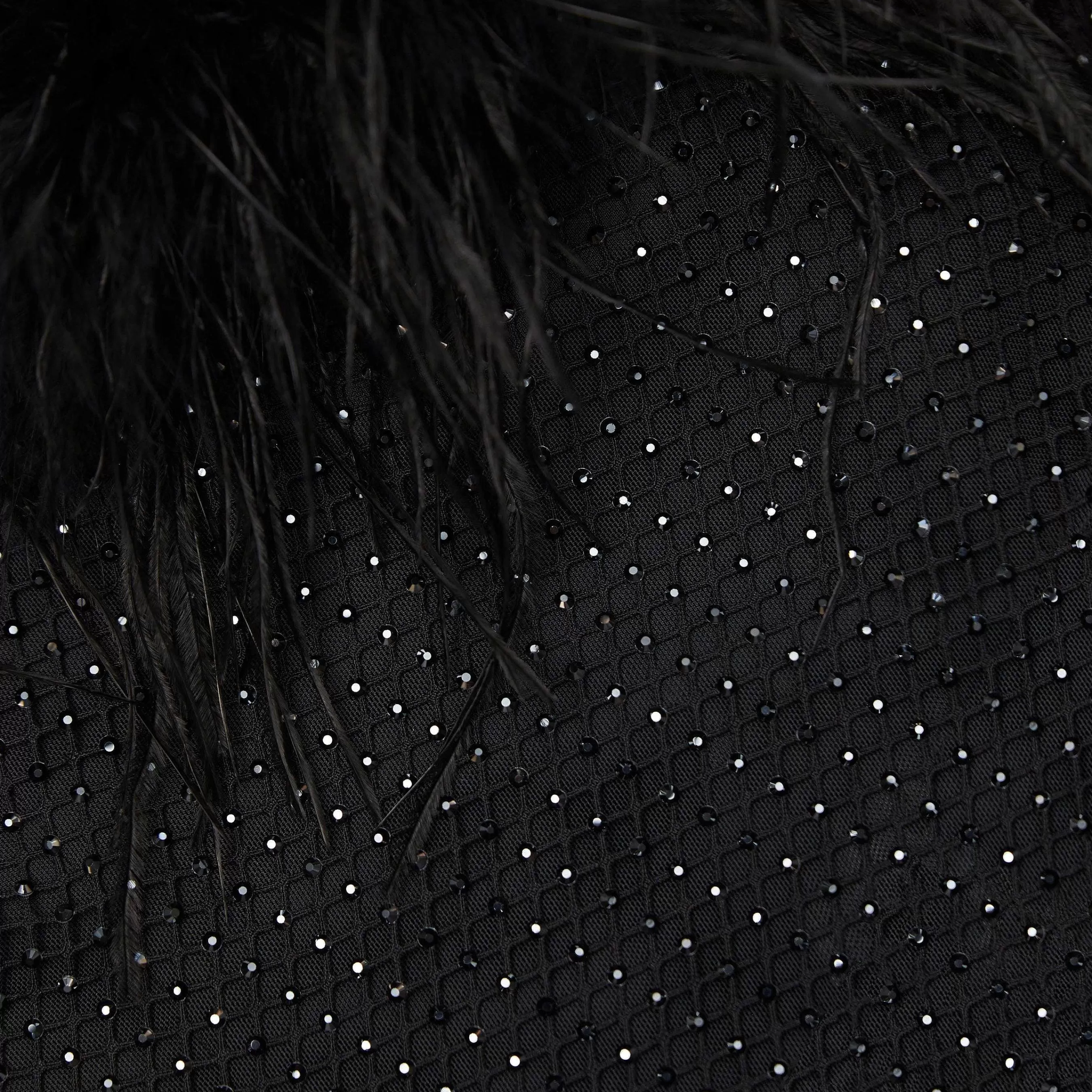 Self-portrait Kjoler>Sort Rhinestone Feather Midi-Kjole